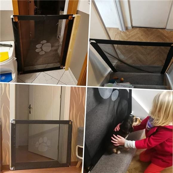 Magic Pet Gate 39.3" x 31.5" Safety Dog Cat Mesh Gate Portable